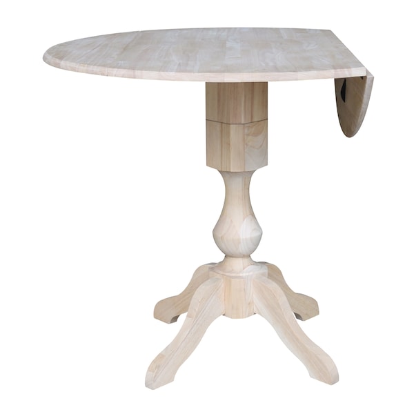 International Concepts Round 42 in Rd Dual Drop Leaf Pedestal Table, 42.3 inH, Unfinished, Ready to Finish, 42 in W, 42 in L - K-42DPT-11P-2