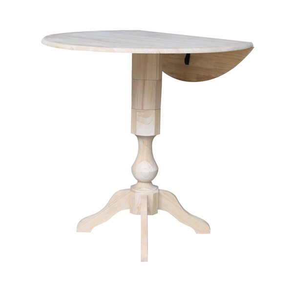 International Concepts Round 42 in Rd Dual Drop Leaf Pedestal Table, 42.3 inH, Unfinished, Ready to Finish, 42 in W, 42 in L - K-42DPT-11P-2