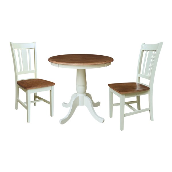 Whitewood Industries Rectangular Fixed Top Table W/ 2 Chairs, 30 in W, 29.9 in L, 30 in H, Parawood, Hickory/Shell - K79-30RT-C10-2