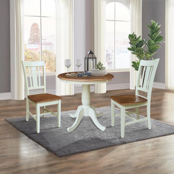Whitewood Industries Rectangular Fixed Top Table W/ 2 Chairs, 30 in W, 29.9 in L, 30 in H, Parawood, Hickory/Shell - K79-30RT-C10-2