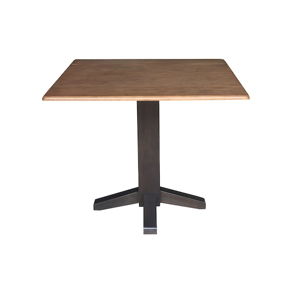 International Concepts 36 in. Solid Wood Square Dual Drop Leaf Dining Table with 4 Chairs in Hickory/Washed Coal - K45-36SDP-C10-4