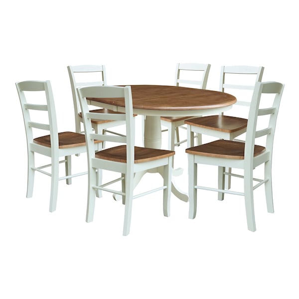 Whitewood Industries Rectangular Extension Dining Table W/ 6 Chairs, 36 in W, 29.9 in L, 48 in H, Parawood, 7 - K79-36RXT-C2-6