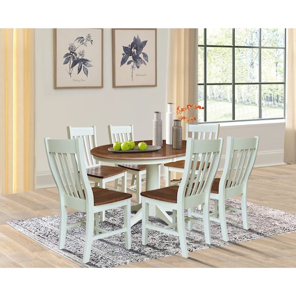 Whitewood Industries Rectangular Extension Dining Table W/ 6 Chairs, 36 in W, 30.1 in L, 48 in H, Parawood, 7 - K79-36RXT-27B-C61-6