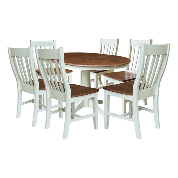 Whitewood Industries Rectangular Extension Dining Table W/ 6 Chairs, 36 in W, 30.1 in L, 48 in H, Parawood, 7 - K79-36RXT-27B-C61-6