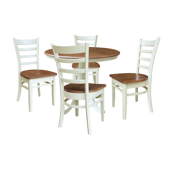 Whitewood Industries Rectangular Extension Dining Table W/ 4 Chairs, 36 in W, 29.3 in L, 48 in H, Parawood, 5 - K79-36RXT-C617-4