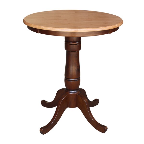 International Concepts 30 in. Round Pedestal Gathering Height Table with 2 Counter Height Stools - K58-30RT-S6172-2