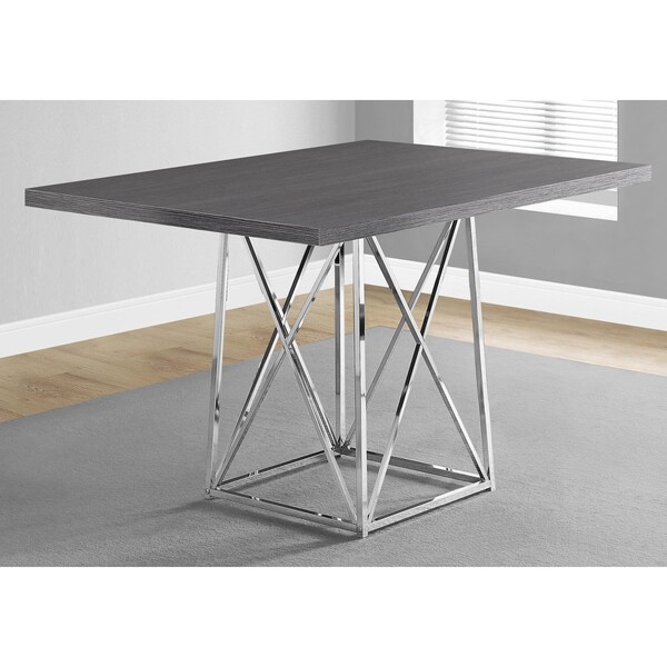 Homeroots 31 in. Grey Particle BoardLaminate & Chrome Metal Dining Table - 332591