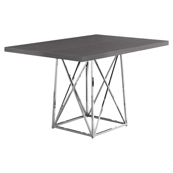 Homeroots 31 in. Grey Particle BoardLaminate & Chrome Metal Dining Table - 332591