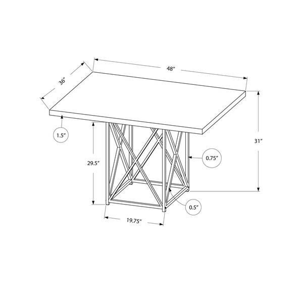 Homeroots 31 in. Grey Particle BoardLaminate & Chrome Metal Dining Table - 332591