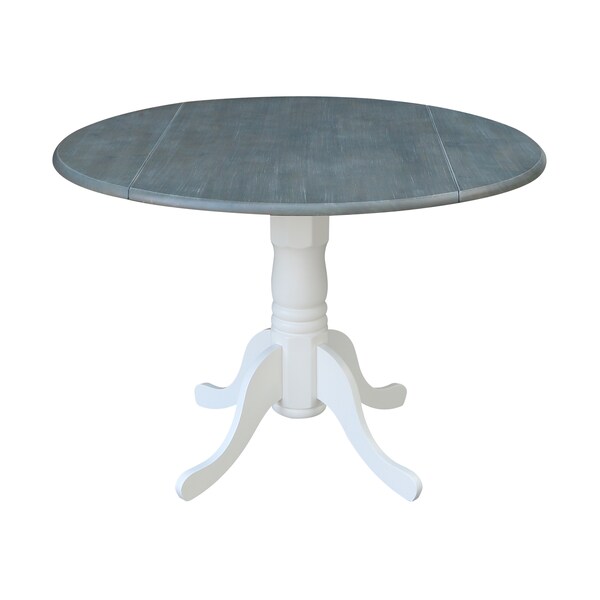International Concepts Square 42 in Dual Drop Leaf Table, 2 Emily Side Chairs, White/Heather Gray, 42 in W, 42 in L, Wood - K05-42DP-C617P