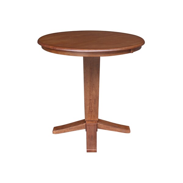 International Concepts 36 in. Solid Wood Round Top Pedestal Dining Table - 35.9 in. High, Distressed Oak - K42-36RT-23B-36