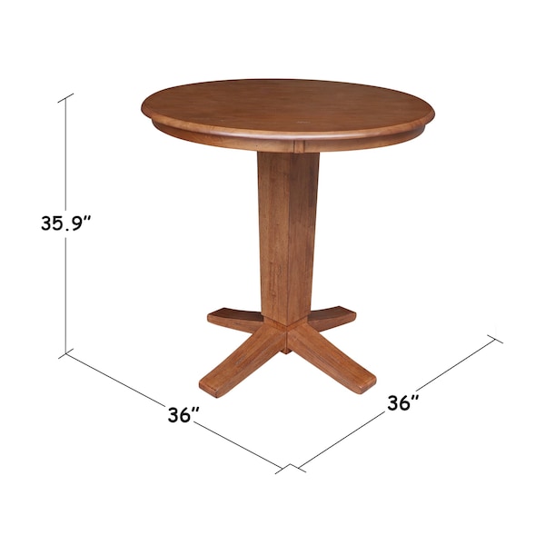 International Concepts 36 in. Solid Wood Round Top Pedestal Dining Table - 35.9 in. High, Distressed Oak - K42-36RT-23B-36