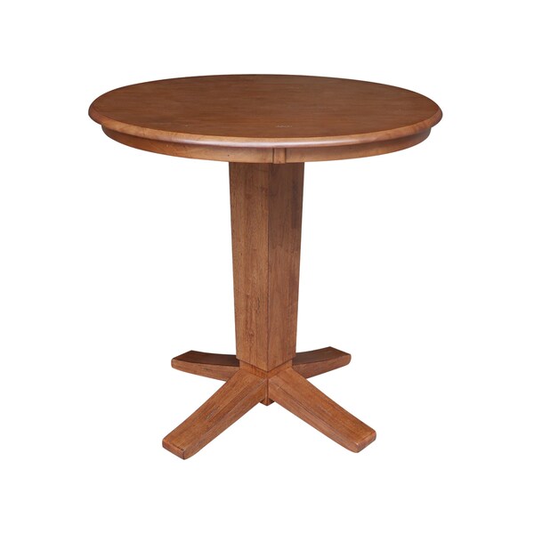 International Concepts 36 in. Solid Wood Round Top Pedestal Dining Table - 35.9 in. High, Distressed Oak - K42-36RT-23B-36
