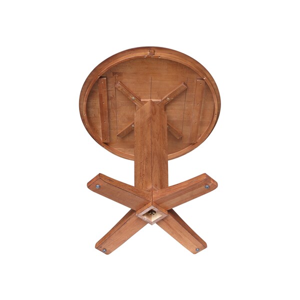 International Concepts 36 in. Solid Wood Round Top Pedestal Dining Table - 35.9 in. High, Distressed Oak - K42-36RT-23B-36