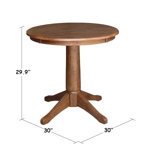 International Concepts Round 30 in Round Top Pedestal Table, 29.9 in Height, Distressed Oak, 30 in W, 30 in L, 29.9 in H - K42-30RT-27B