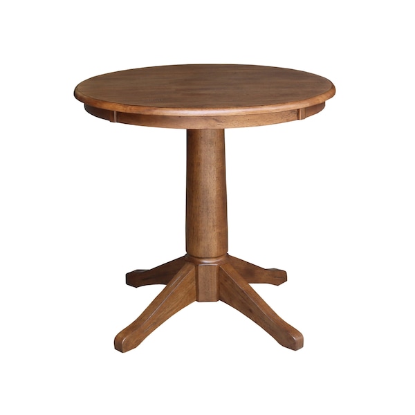 International Concepts Round 30 in Round Top Pedestal Table, 29.9 in Height, Distressed Oak, 30 in W, 30 in L, 29.9 in H - K42-30RT-27B