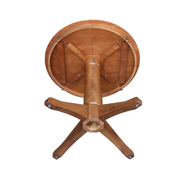 International Concepts Round 30 in Round Top Pedestal Table, 29.9 in Height, Distressed Oak, 30 in W, 30 in L, 29.9 in H - K42-30RT-27B
