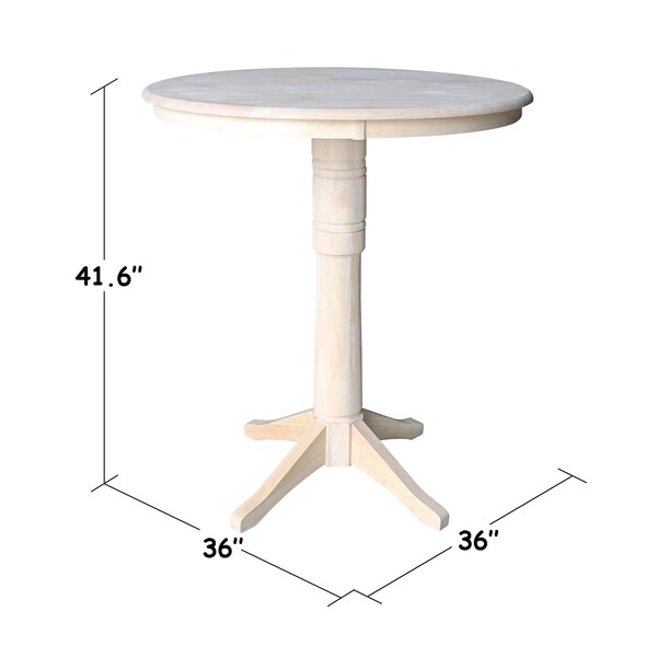 International Concepts Round 36 in Round Top Pedestal Table, 40.9 inH, Unfinished, 36 in W, 36 in L, 40.9 in H, Wood - K-36RT-27B-6B-2