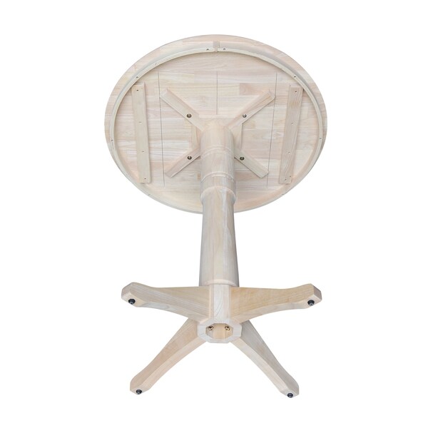 International Concepts Round 36 in Round Top Pedestal Table, 40.9 inH, Unfinished, 36 in W, 36 in L, 40.9 in H, Wood - K-36RT-27B-6B-2