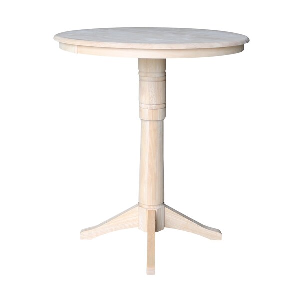 International Concepts Round 36 in Round Top Pedestal Table, 40.9 inH, Unfinished, 36 in W, 36 in L, 40.9 in H, Wood - K-36RT-27B-6B-2