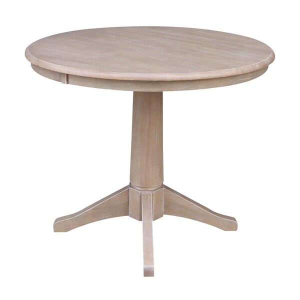 International Concepts Round 36 in Round Top Pedestal Table, 28.9 inH, Washed Gray Taupe, 36 in W, 36 in L, 29.9 in H - K09-36RT-27B