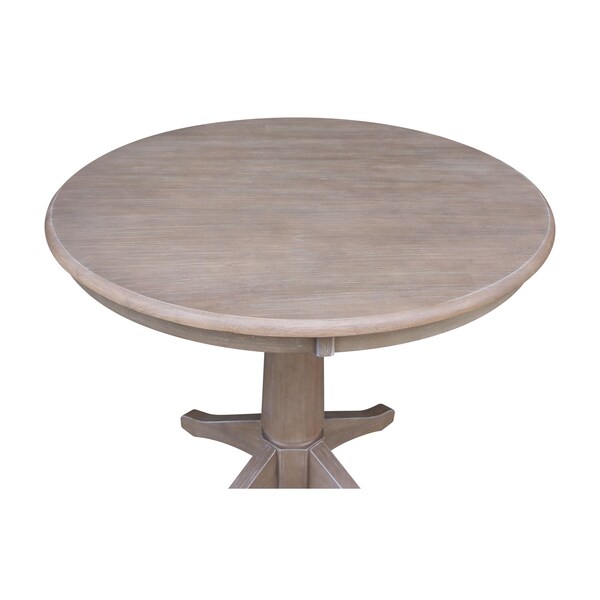 International Concepts Round 36 in Round Top Pedestal Table, 28.9 inH, Washed Gray Taupe, 36 in W, 36 in L, 29.9 in H - K09-36RT-27B