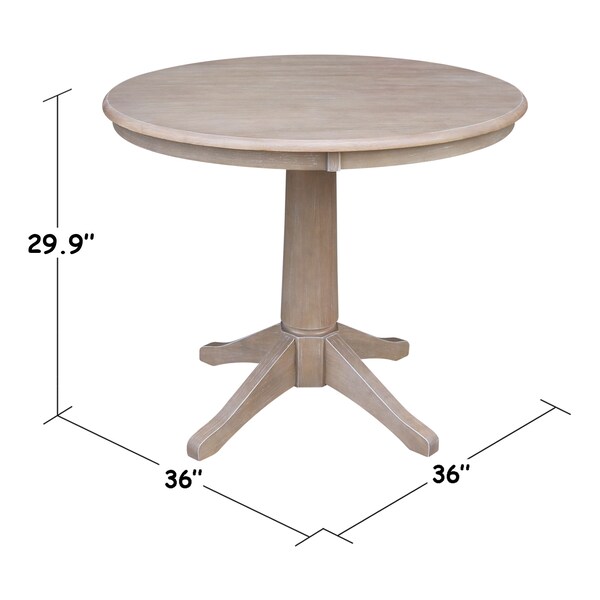 International Concepts Round 36 in Round Top Pedestal Table, 28.9 inH, Washed Gray Taupe, 36 in W, 36 in L, 29.9 in H - K09-36RT-27B