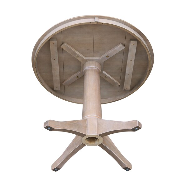 International Concepts Round 36 in Round Top Pedestal Table, 28.9 inH, Washed Gray Taupe, 36 in W, 36 in L, 29.9 in H - K09-36RT-27B