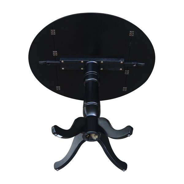 International Concepts Round 42 in Round Dual Drop Leaf Pedestal Table, 35.5 inH, Black, 42 in W, 42 in L, 35.5 in H, Wood - K46-42DPT-6B