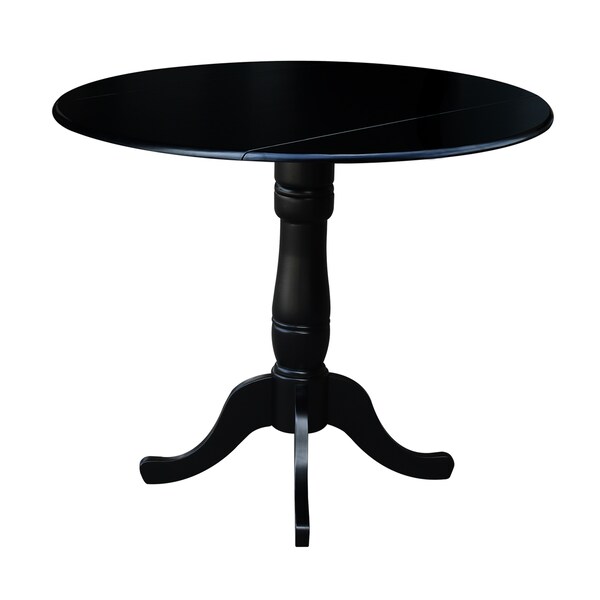 International Concepts Round 42 in Round Dual Drop Leaf Pedestal Table, 35.5 inH, Black, 42 in W, 42 in L, 35.5 in H, Wood - K46-42DPT-6B