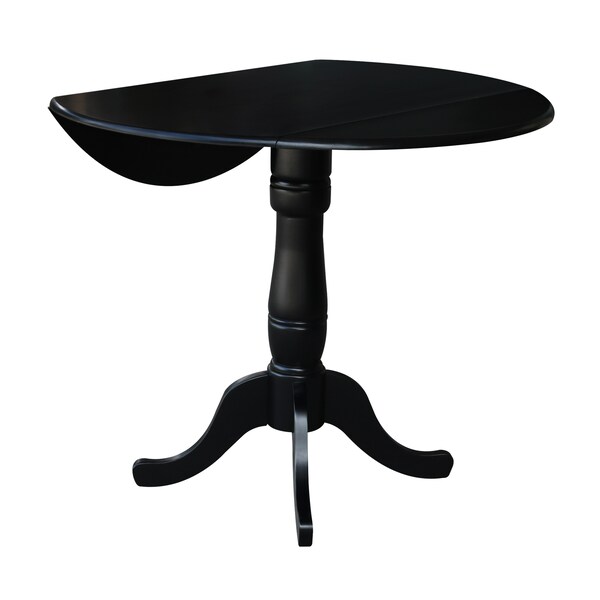 International Concepts Round 42 in Round Dual Drop Leaf Pedestal Table, 35.5 inH, Black, 42 in W, 42 in L, 35.5 in H, Wood - K46-42DPT-6B