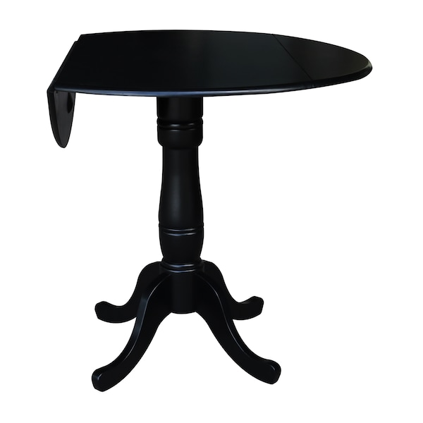 International Concepts Round 42 in Round Dual Drop Leaf Pedestal Table, 35.5 inH, Black, 42 in W, 42 in L, 35.5 in H, Wood - K46-42DPT-6B