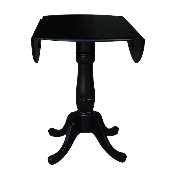 International Concepts Round 42 in Round Dual Drop Leaf Pedestal Table, 35.5 inH, Black, 42 in W, 42 in L, 35.5 in H, Wood - K46-42DPT-6B