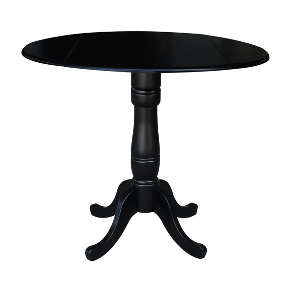 International Concepts Round 42 in Round Dual Drop Leaf Pedestal Table, 35.5 inH, Black, 42 in W, 42 in L, 35.5 in H, Wood - K46-42DPT-6B