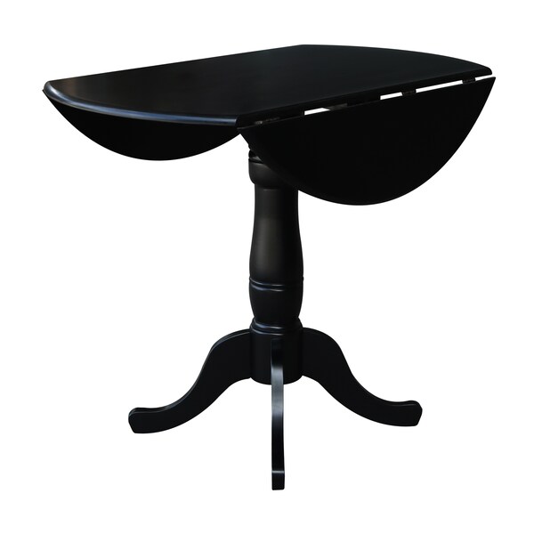 International Concepts Round 42 in Round Dual Drop Leaf Pedestal Table, 35.5 inH, Black, 42 in W, 42 in L, 35.5 in H, Wood - K46-42DPT-6B