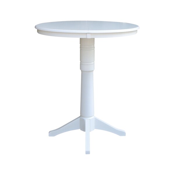 International Concepts Round 36 in Rd Top Pedestal Table, 12 in Leaf, 40.9 inH, Adjustable Height, White, 36 in W, 48 in L - K08-36RXT-27B-6B-2