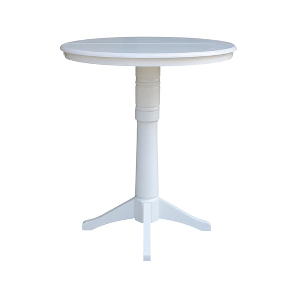 International Concepts Round 36 in Rd Top Pedestal Table, 12 in Leaf, 40.9 inH, Adjustable Height, White, 36 in W, 48 in L - K08-36RXT-27B-6B-2