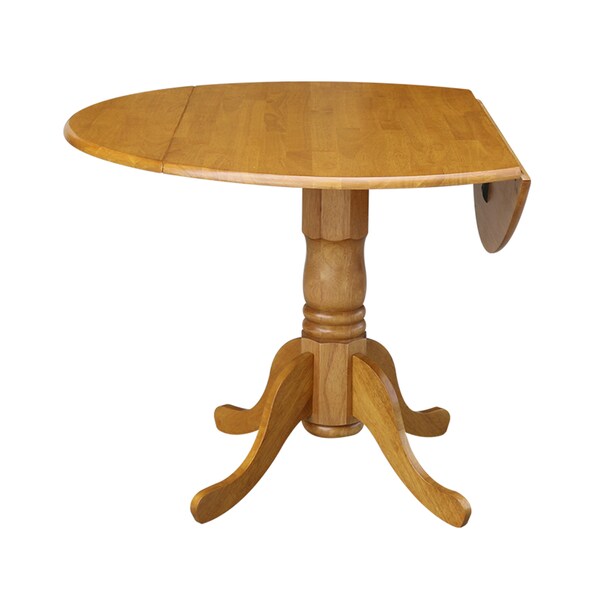 International Concepts 42 in. Dual Drop Leaf Table with 4 Slat Back Dining Chairs - 5 Piece Dining Set - K04-42DP-C46-265-4