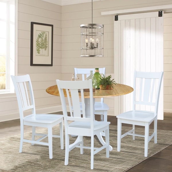 International Concepts 42 in. Dual Drop Leaf Table with 4 Splat Back Dining Chairs - 5 Piece Dining Set - K02-42DP-C08-10-4