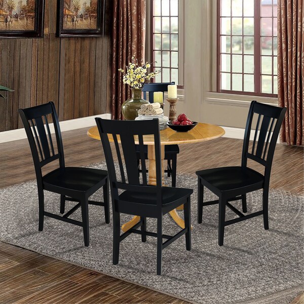 International Concepts 42 in. Dual Drop Leaf Table with 4 Splat Back Dining Chairs - 5 Piece Dining Set - K04-42DP-C46-10-4