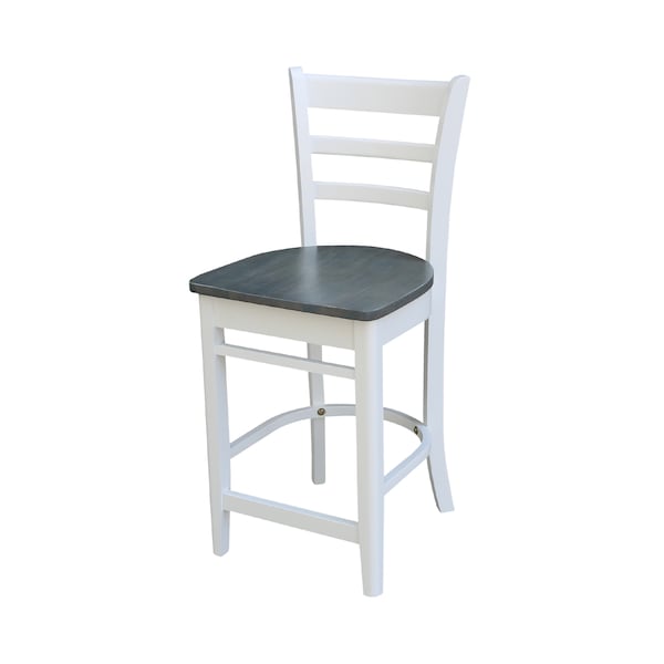 International Concepts Round 36 in Rd Ped Gathering Ht Table, 2 Emily Stools, White/Heather Gray, 36 in W, 36 in L, Wood - K05-36RT-6B-S6172-2