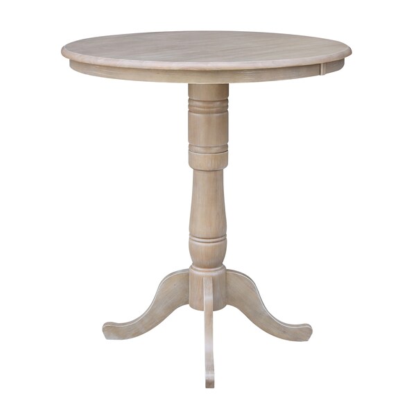 International Concepts Round 36 in Round Top Pedestal Table, 40.9 inH, Washed Gray Taupe, 36 in W, 36 in L, 40.9 in H - K09-36RT-6B-2