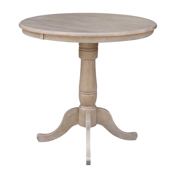 International Concepts Round 36 in Round Top Pedestal Table, 40.9 inH, Washed Gray Taupe, 36 in W, 36 in L, 40.9 in H - K09-36RT-6B-2