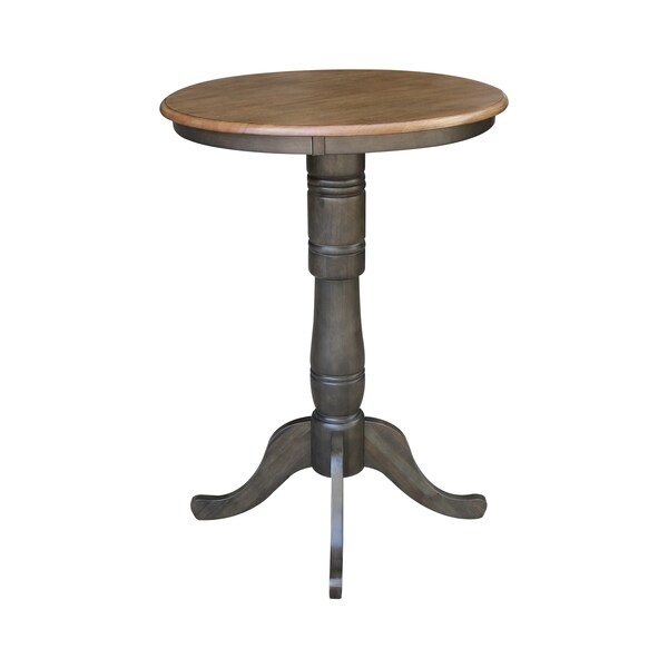 International Concepts Round 30 in Round Top Pedestal Table, 41.1 inH, Hickory/Washed Coal, 30 in W, 30 in L, 41.1 in H - K45-30RT-6B-2