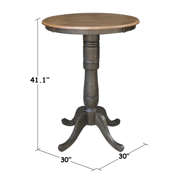 International Concepts Round 30 in Round Top Pedestal Table, 41.1 inH, Hickory/Washed Coal, 30 in W, 30 in L, 41.1 in H - K45-30RT-6B-2