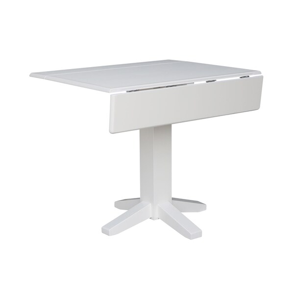 International Concepts Round 36 in Square Dual Drop Leaf Dining Table, White, 36 in W, 36 in L, 30 in H, Wood, White - T08-36SDP