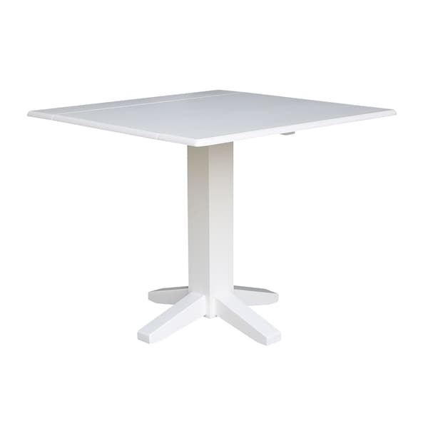 International Concepts Round 36 in Square Dual Drop Leaf Dining Table, White, 36 in W, 36 in L, 30 in H, Wood, White - T08-36SDP