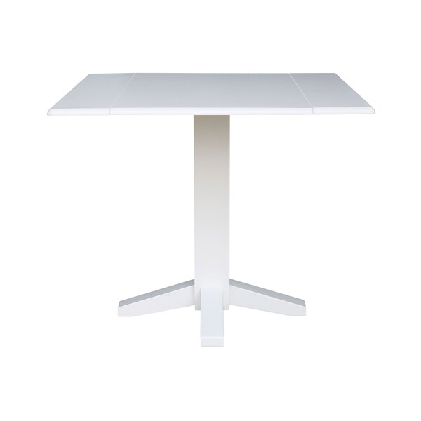 International Concepts Round 36 in Square Dual Drop Leaf Dining Table, White, 36 in W, 36 in L, 30 in H, Wood, White - T08-36SDP