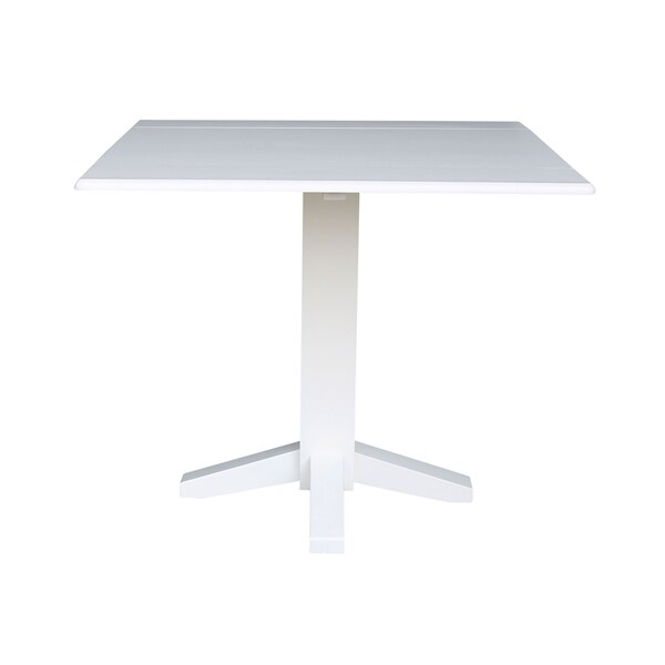 International Concepts Round 36 in Square Dual Drop Leaf Dining Table, White, 36 in W, 36 in L, 30 in H, Wood, White - T08-36SDP