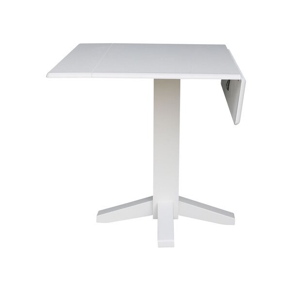 International Concepts Round 36 in Square Dual Drop Leaf Dining Table, White, 36 in W, 36 in L, 30 in H, Wood, White - T08-36SDP